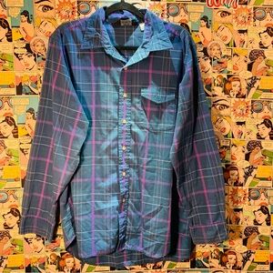 Vintage Woolrich Blue/Purple Plaid Flannel Shirt 90s Grunge Outdoors L